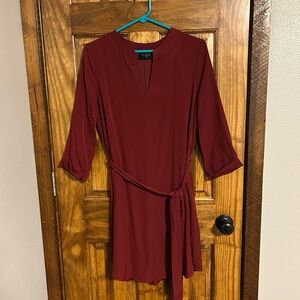Everly Long Sleeve Burgundy Dress